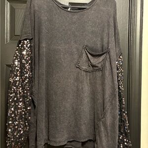 Sequin Sleeve top. Free people